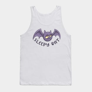 Sleepy Bat Monster text Tank Top